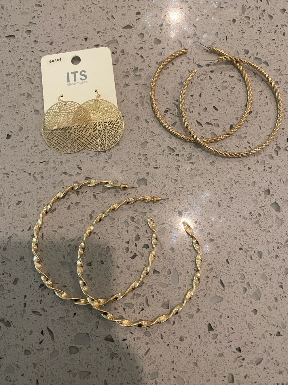 3 pairs Gold Earrings